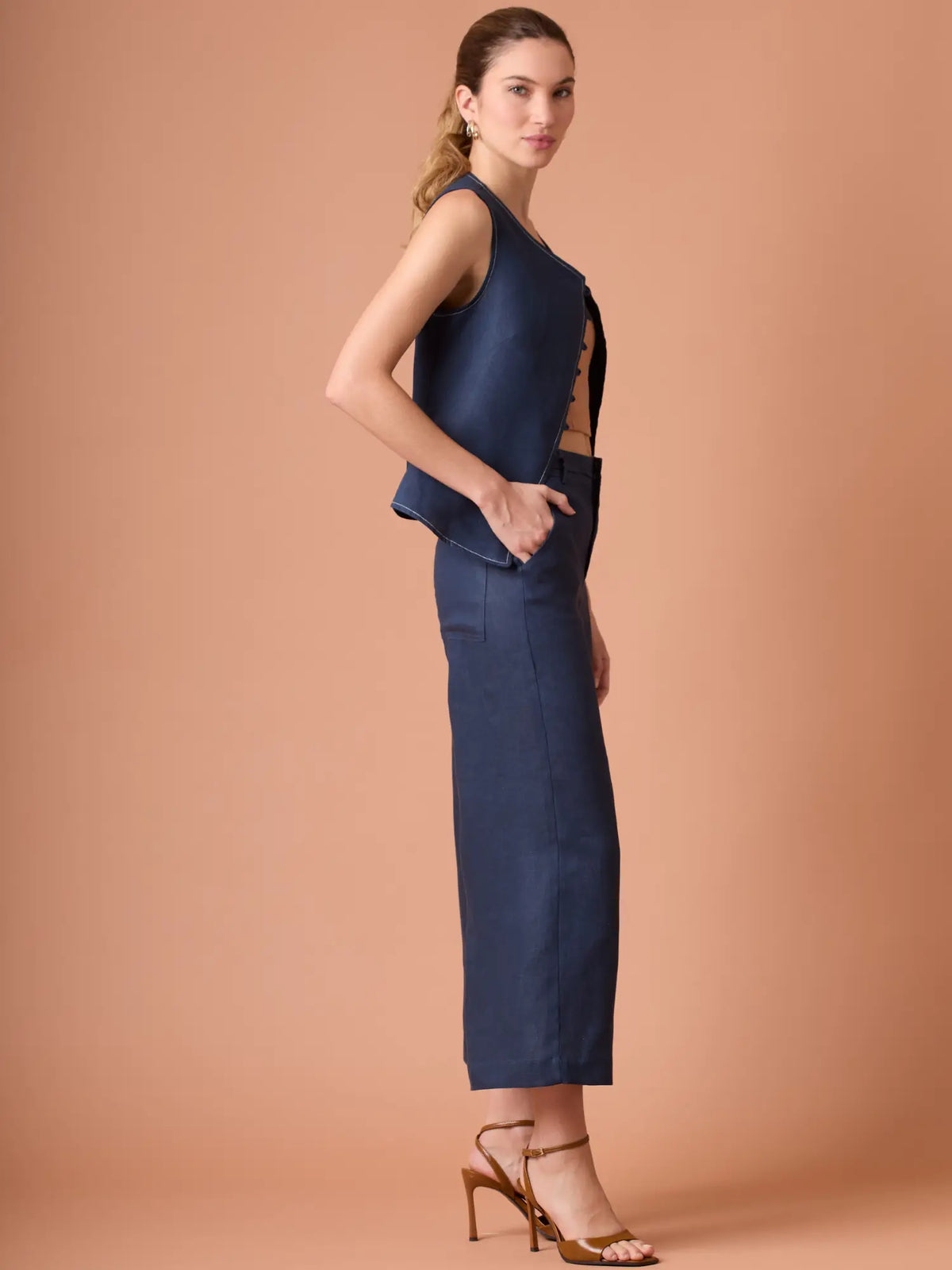 Pantalon Largo Dama Navy