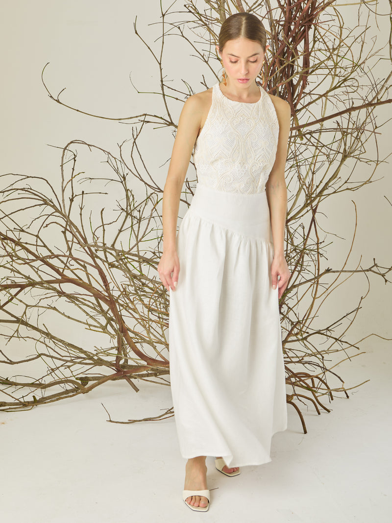 Vestido Largo Arandany Blanco