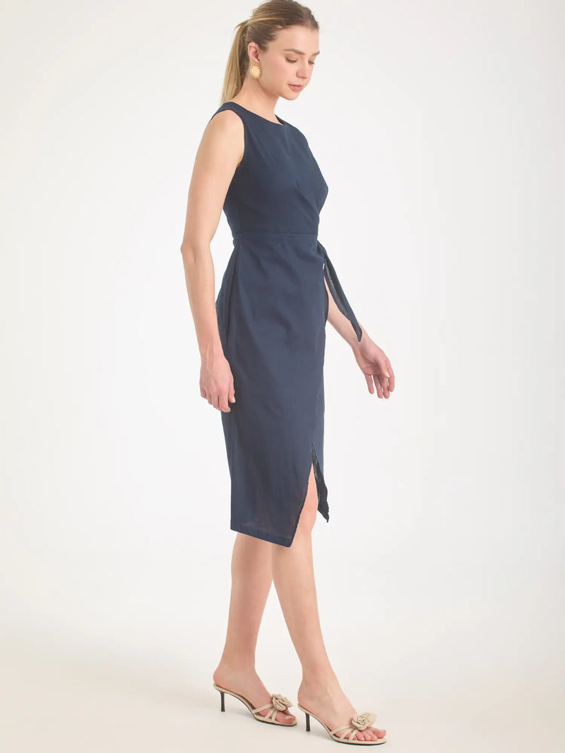 Vestido Corto Cottone Navy