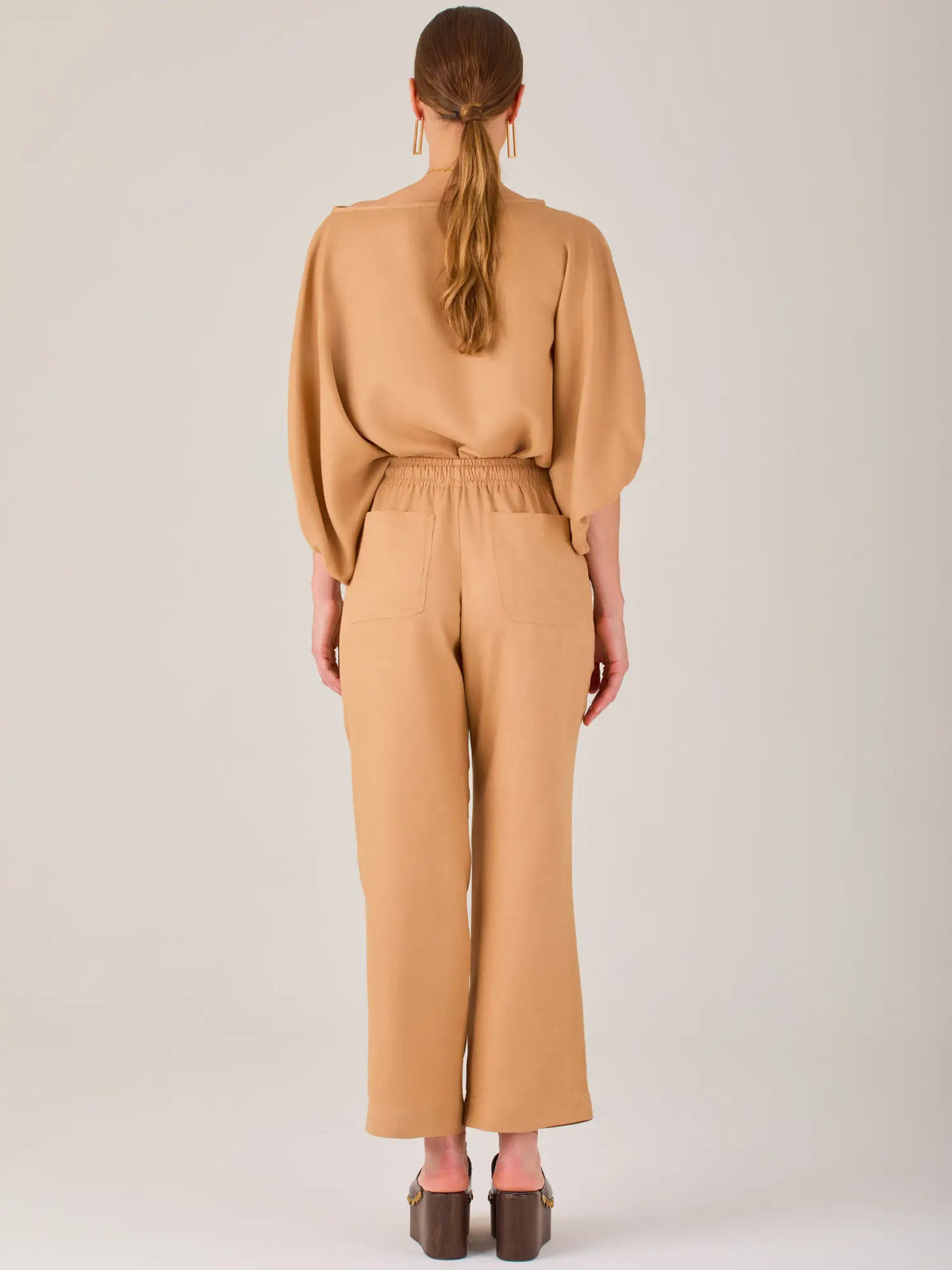 Pantalon Largo Textura Camel