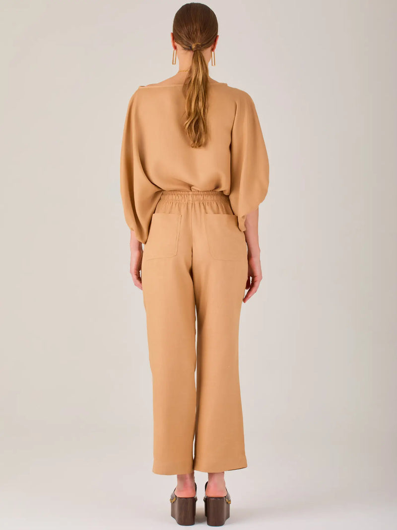 Pantalon Largo Textura Camel