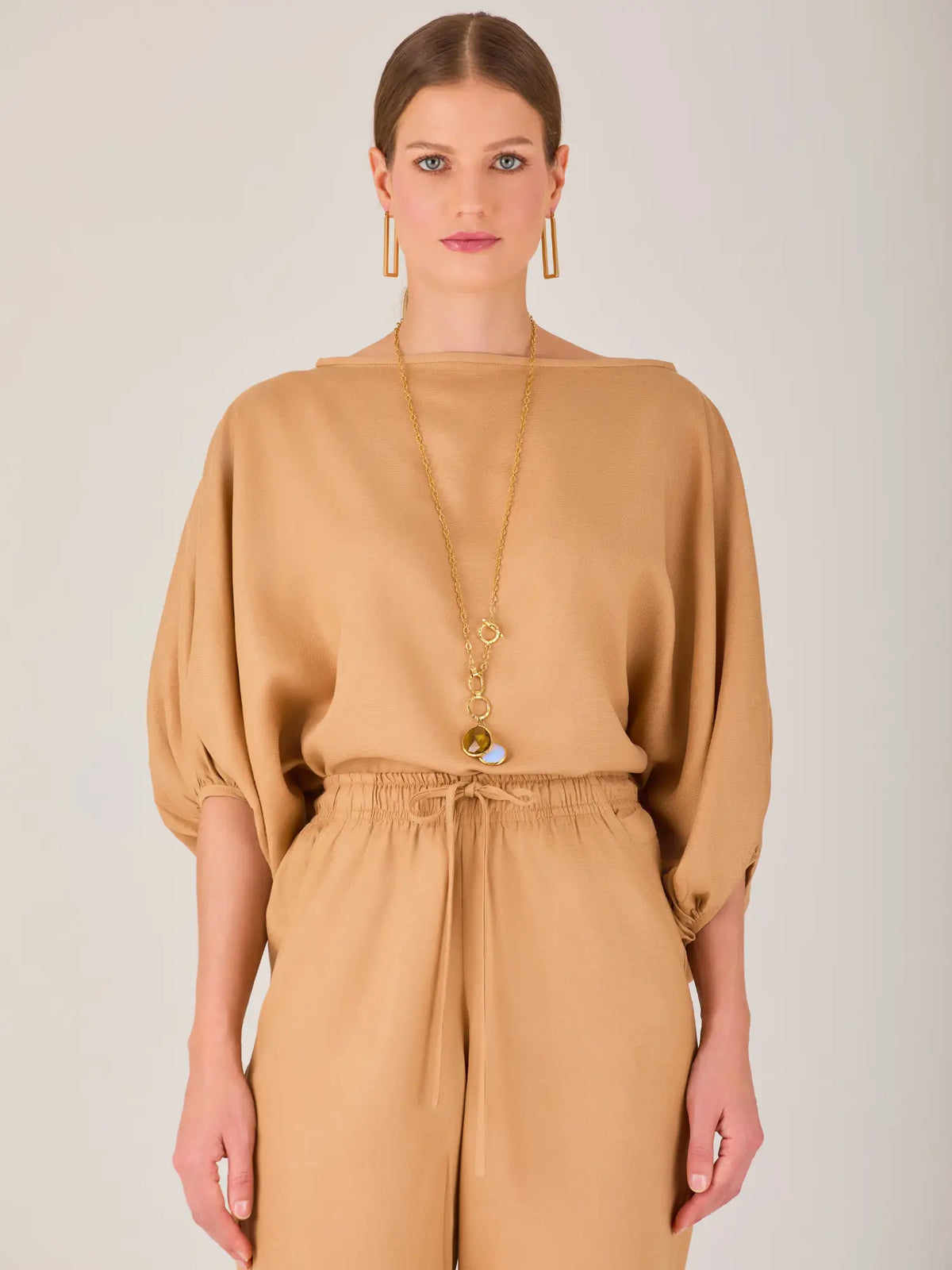 Pantalon Largo Textura Camel