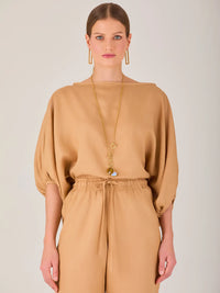 Pantalon Largo Textura Camel