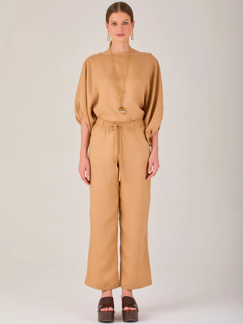 Pantalon Largo Textura Camel