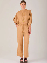 Pantalon Largo Textura Camel
