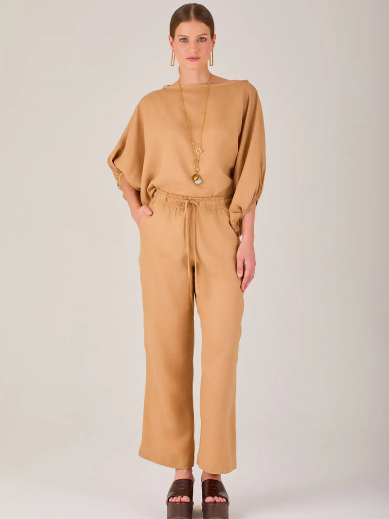 Pantalon Largo Textura Camel