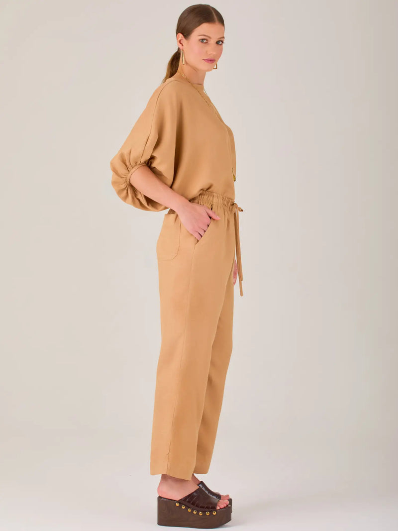 Pantalon Largo Textura Camel