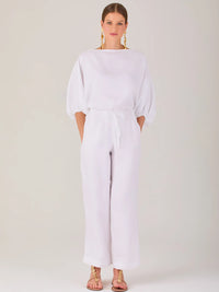 Pantalon Largo Textura Blanco