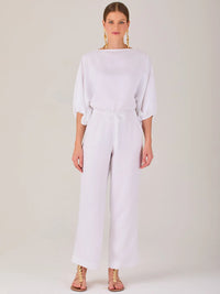 Pantalon Largo Textura Blanco