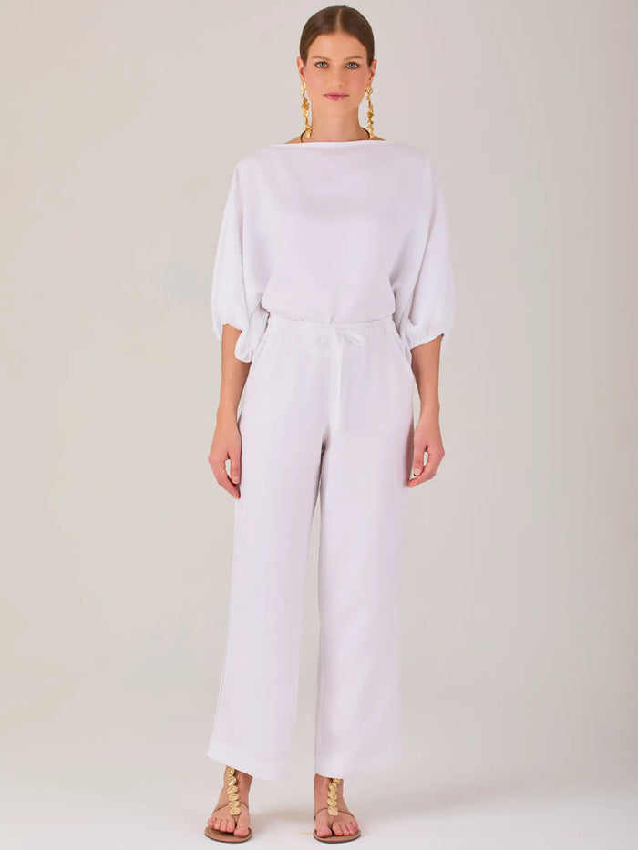 Pantalon Largo Textura Blanco