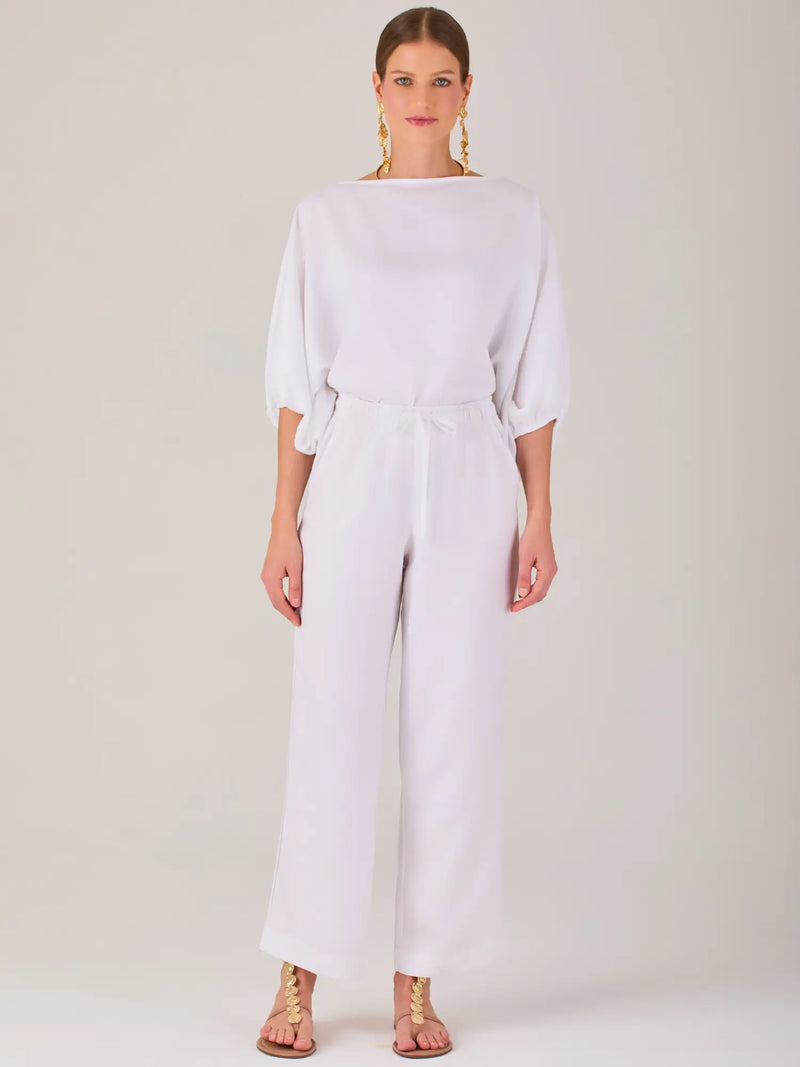 Pantalon Largo Textura Blanco