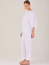 Pantalon Largo Textura Blanco