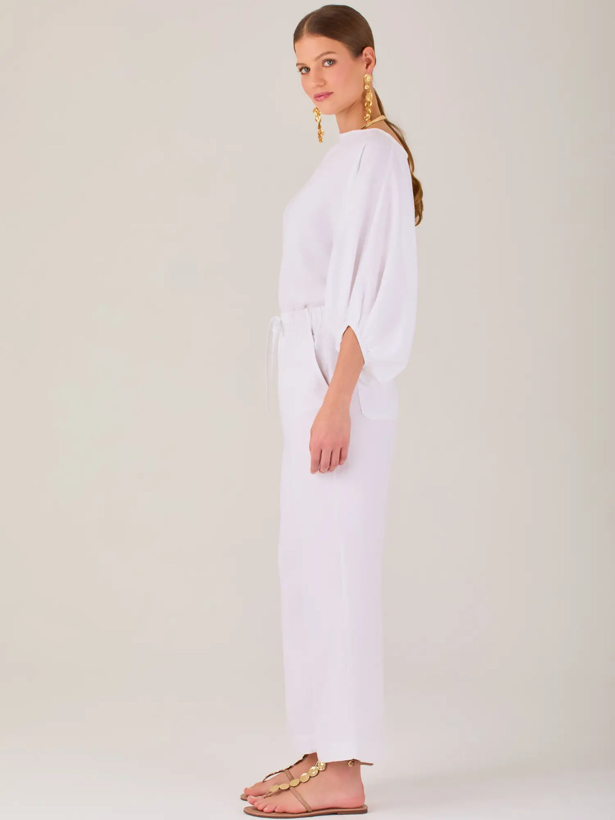 Pantalon Largo Textura Blanco