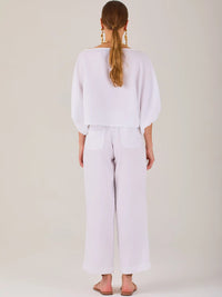 Pantalon Largo Textura Blanco