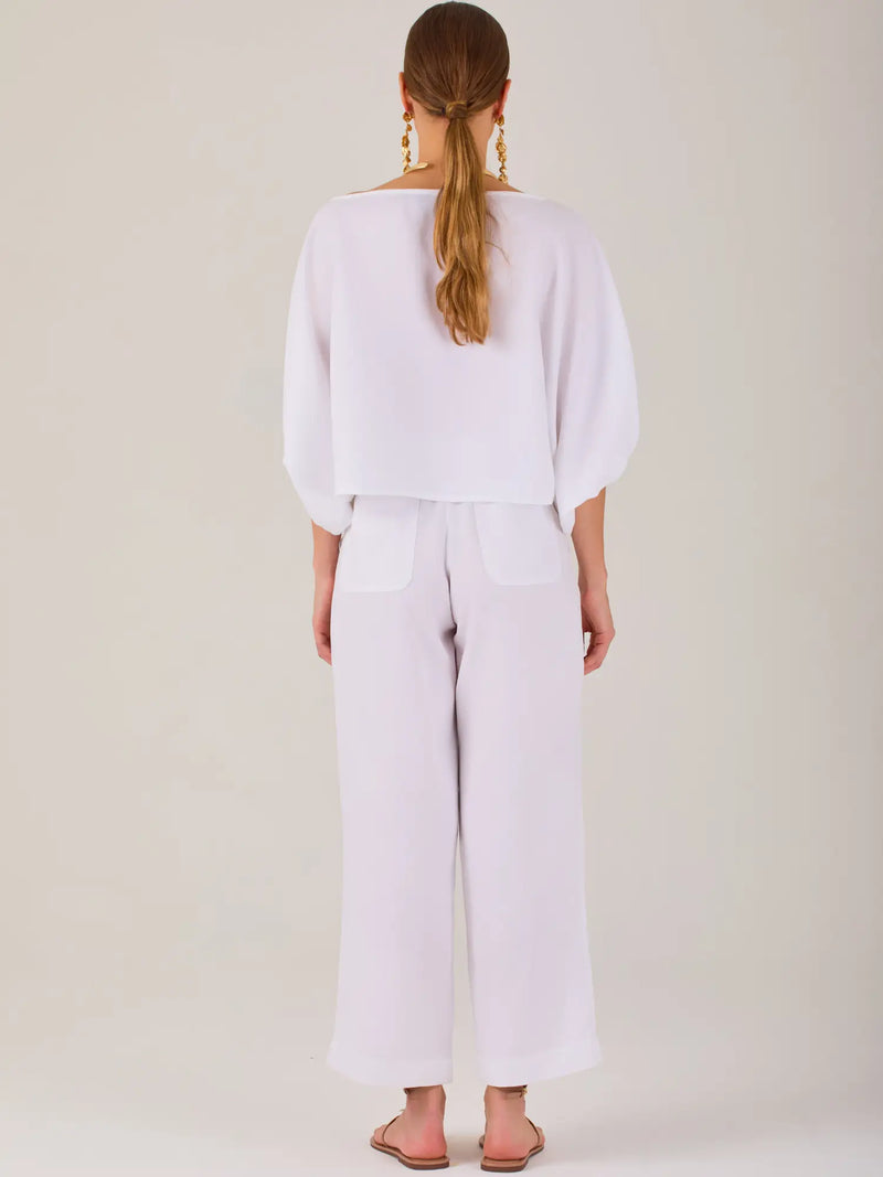 Pantalon Largo Textura Blanco
