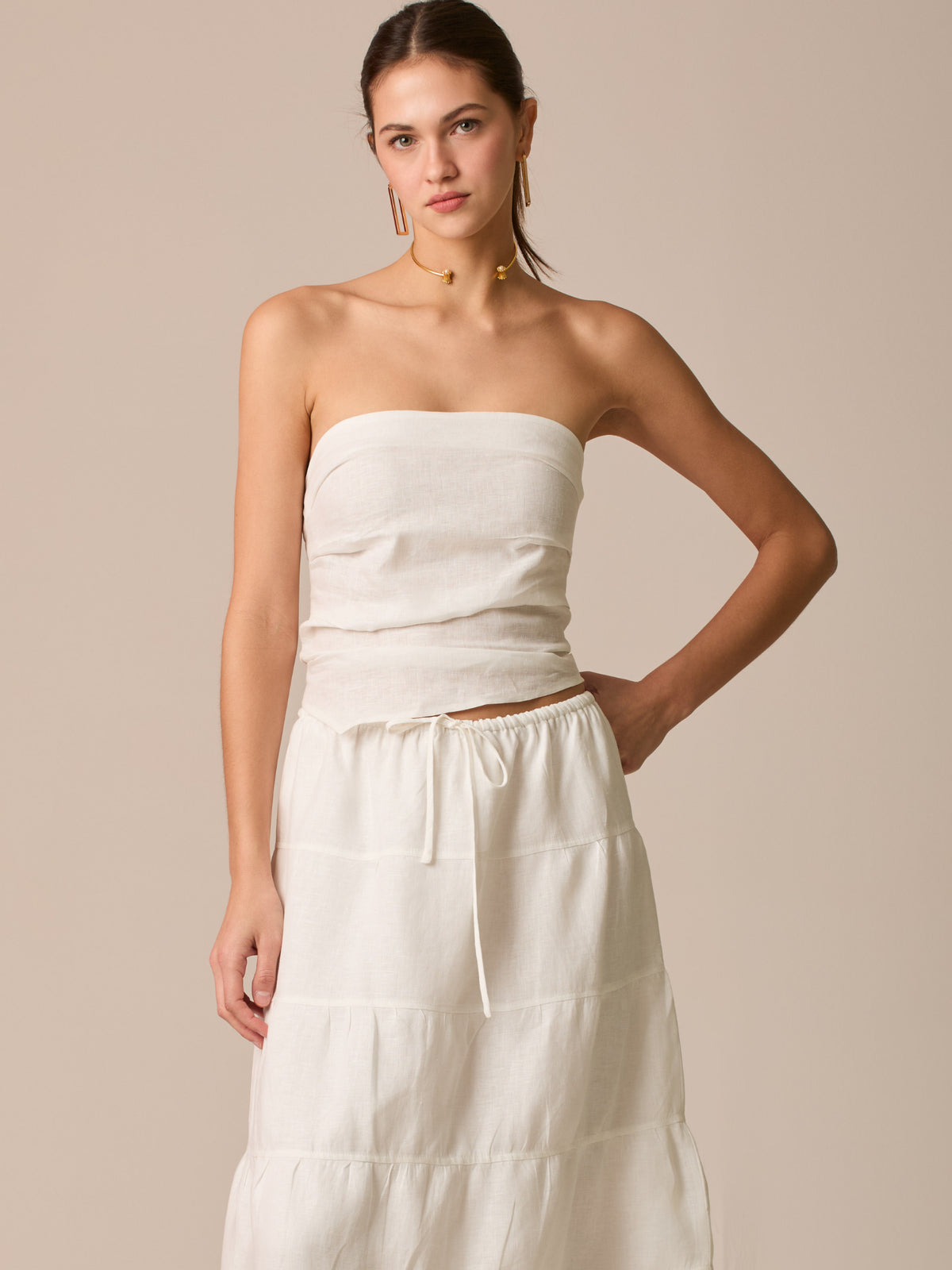 Blusa Strappless Solgy Blanco