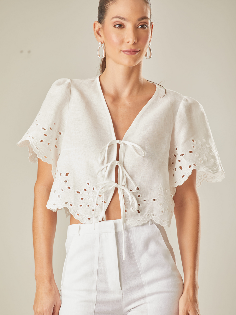 Blusa Florelia Blanco Perla