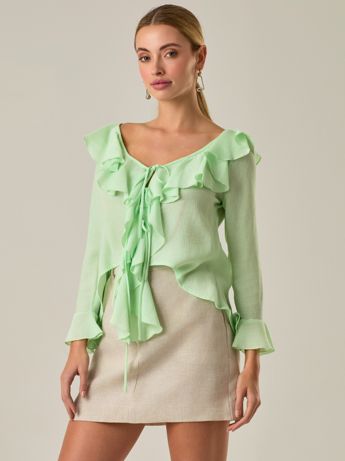 Blusas Arandelas Blusa Mingles Verde