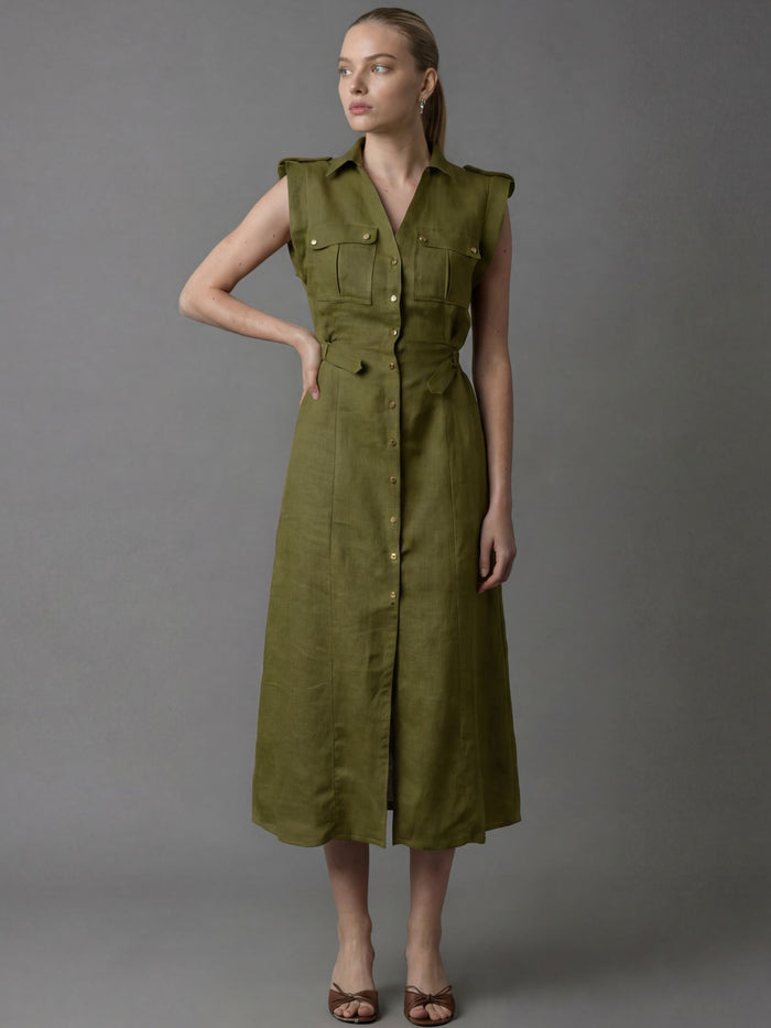 Vestido Largo Celyse Olivo