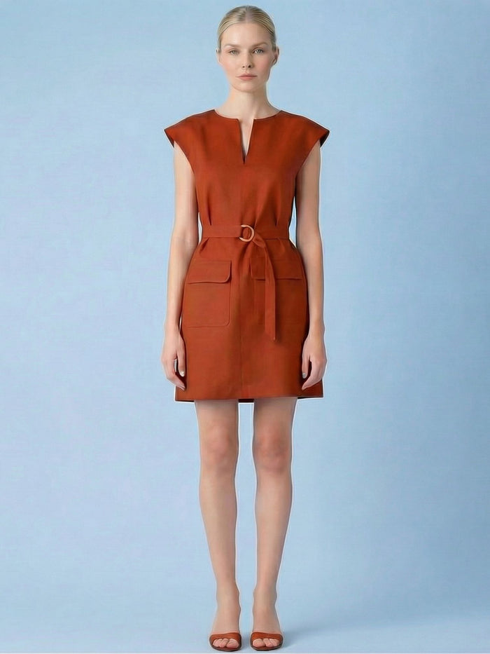 Vestido Corto Otoño Terracota