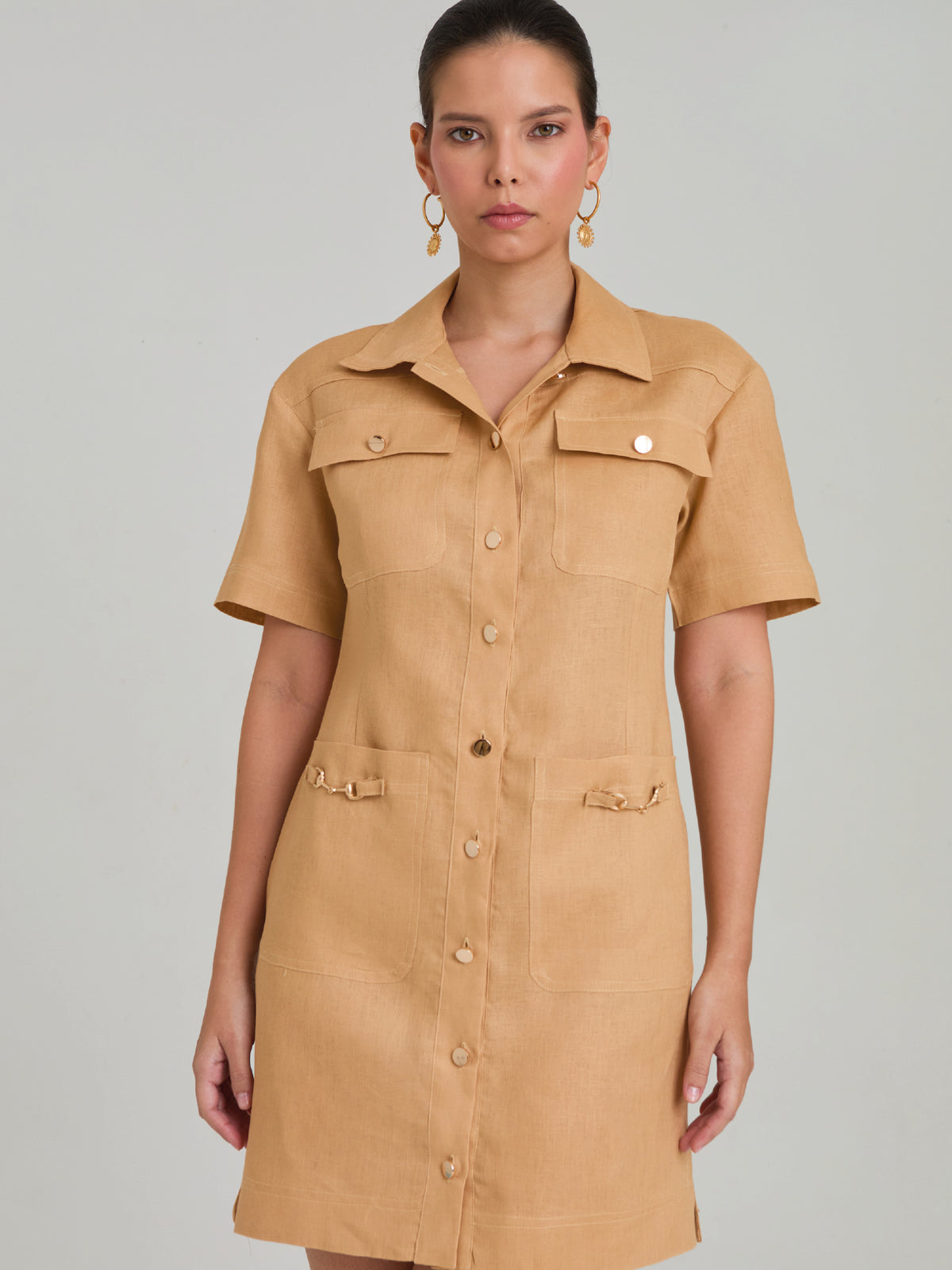 Vestido Corto Lavanda Camel
