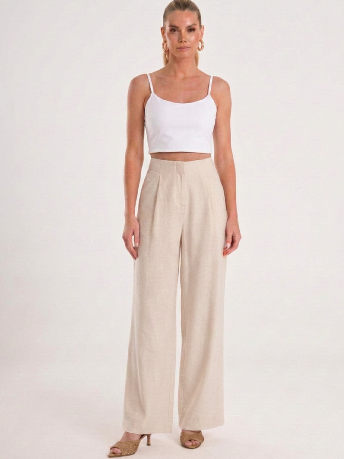 Pantalón Largo Estructura Beige