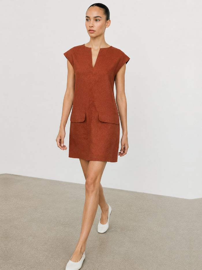 Vestido Corto Otoño Terracota