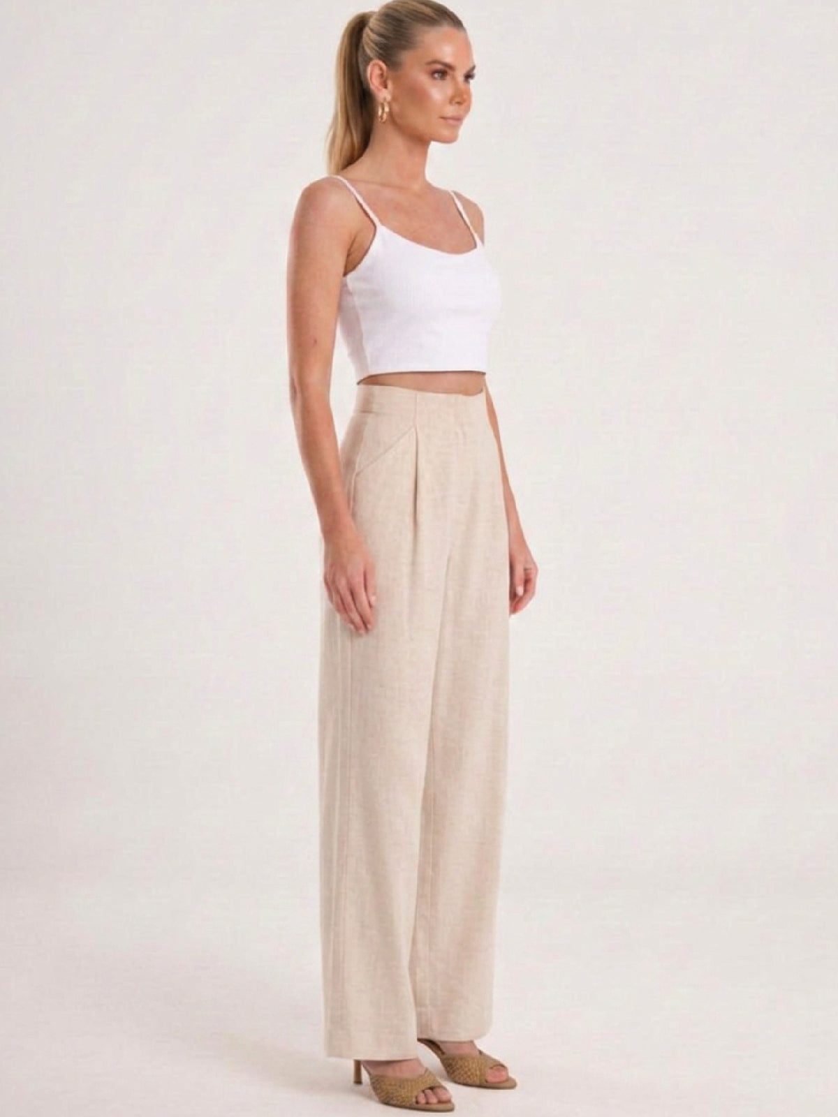Pantalón Largo Estructura Beige