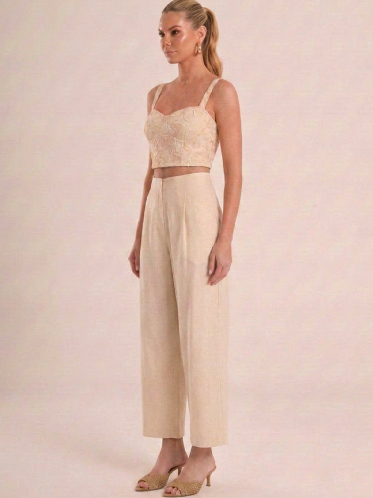 Pantalón Largo Estructura Beige