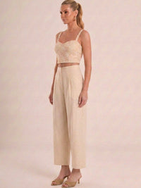 Pantalón Largo Estructura Beige