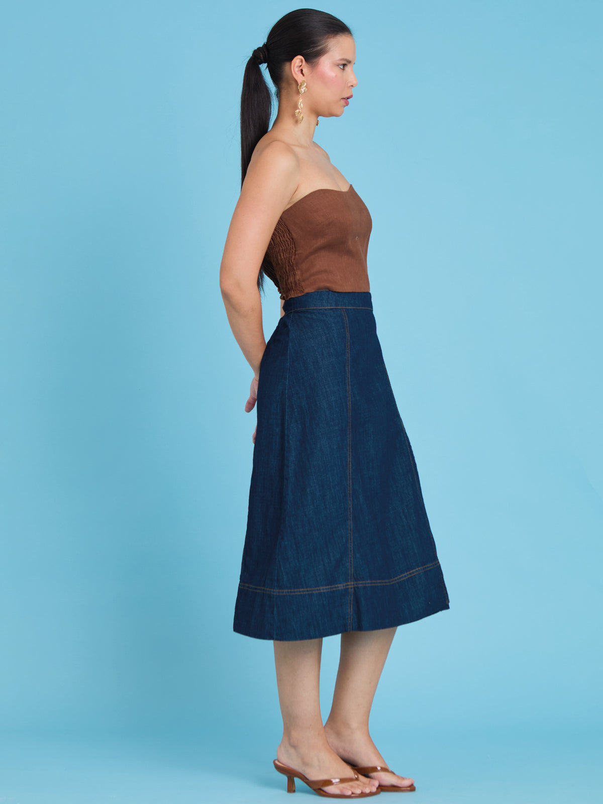 Falda Larga Mawar Indigo