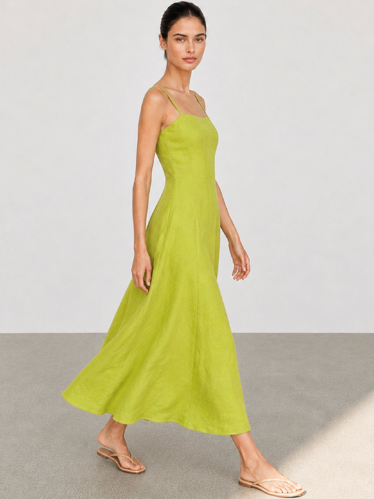 Vestido Largo Beca Verde