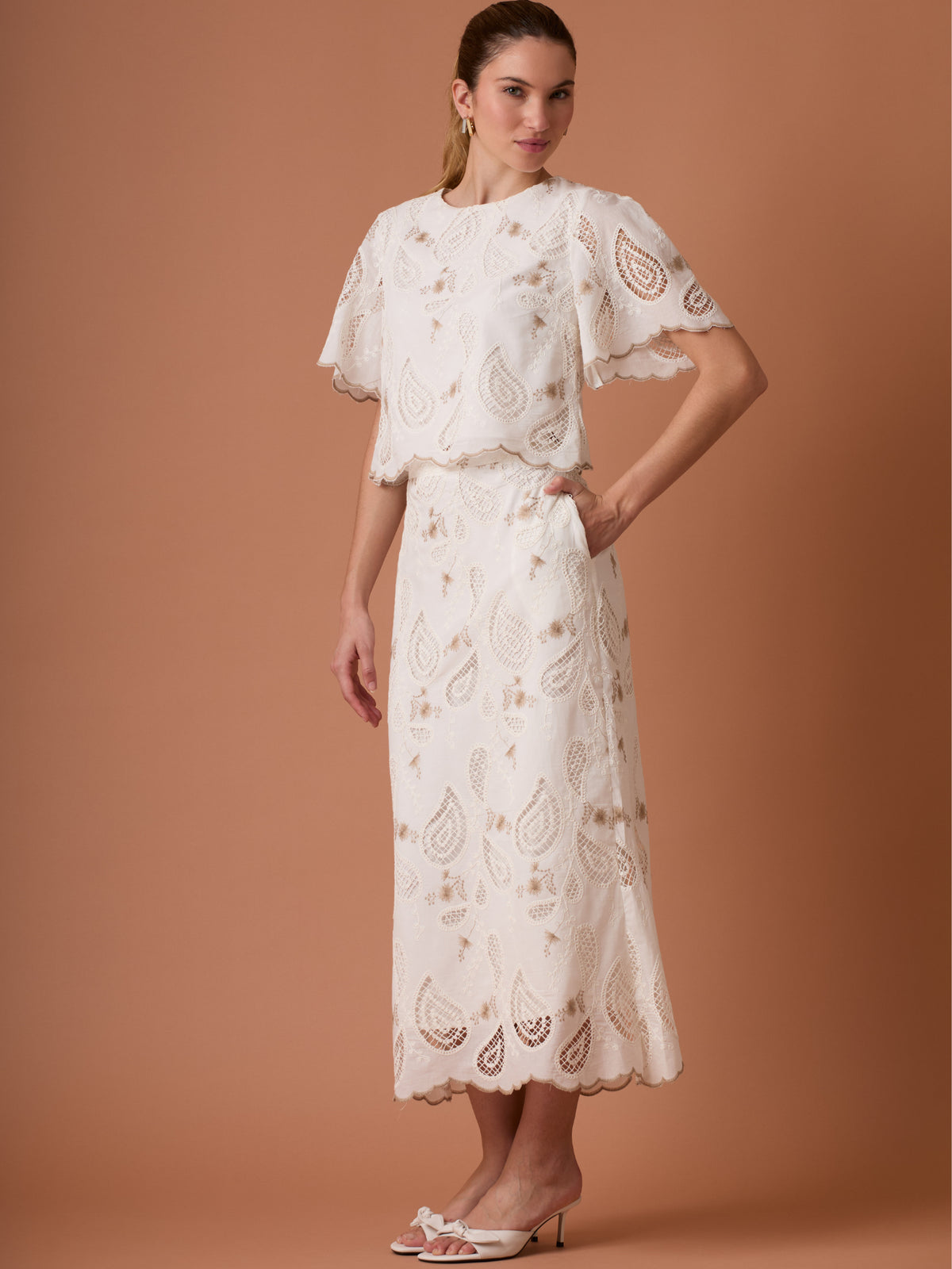 Falda Larga Pana Blanco