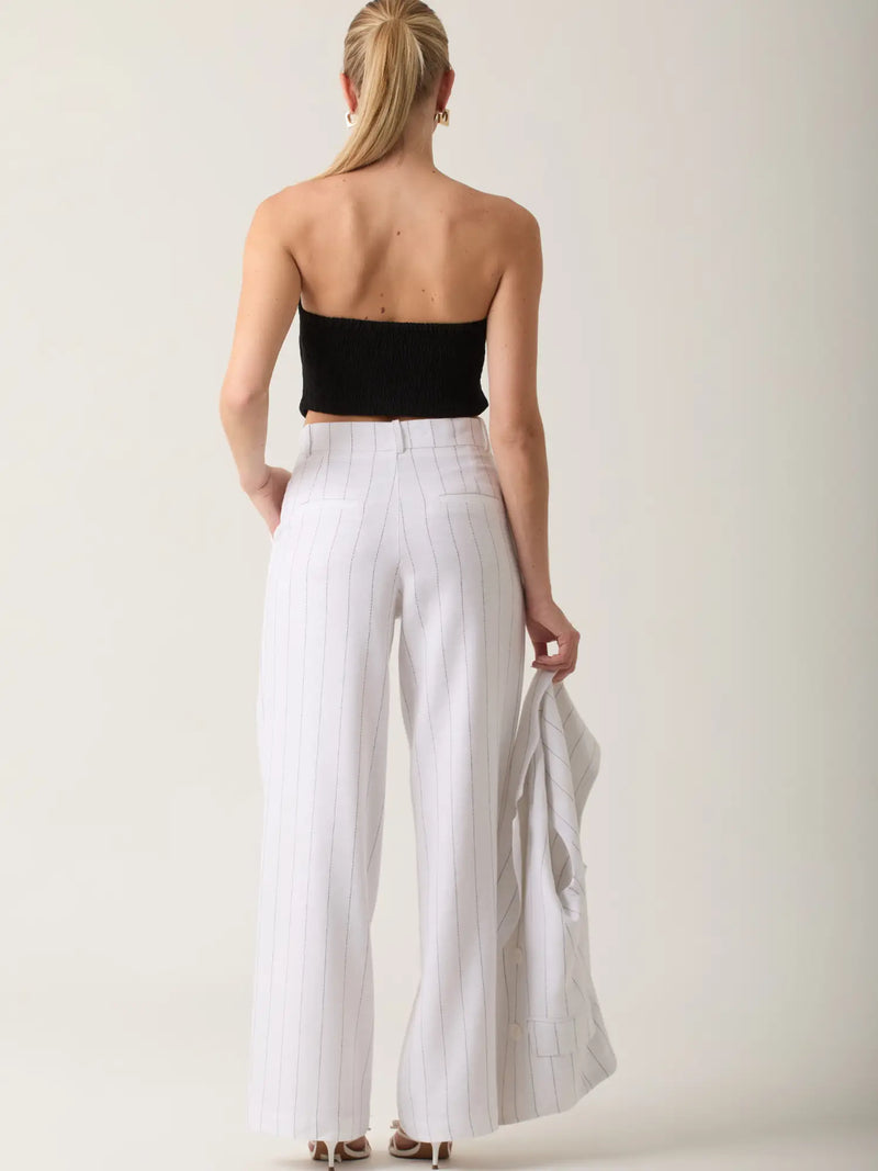 Pantalón Rondine Blanco de tiro alto con pierna recta y diseño moderno en tono blanco.