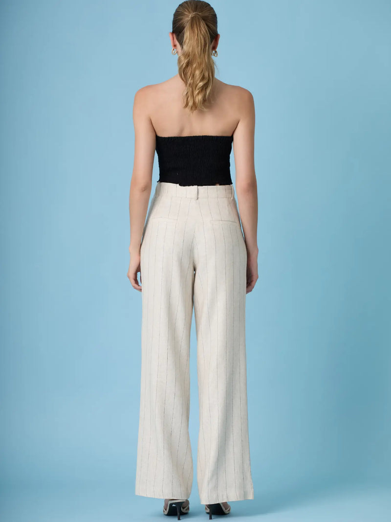 Pantalón Rondine Sand  rayado con corte sofisticado y caída fluida para un look pulido.